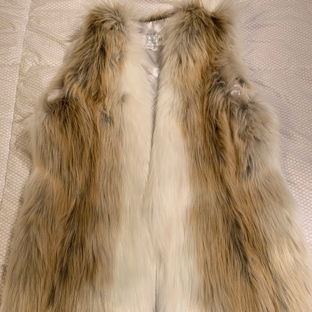 Fabulous Furs faux fur vest in tan/white/brown
